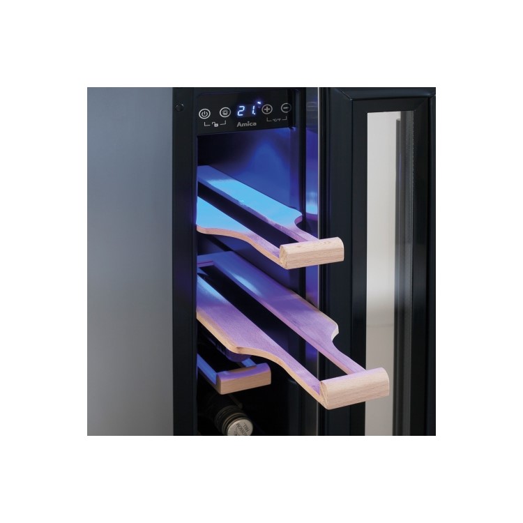 Refurbished Amica AWC150SS Freestanding 6 Bottle Single Zone Under Counter Wine Cooler Stainless Steel