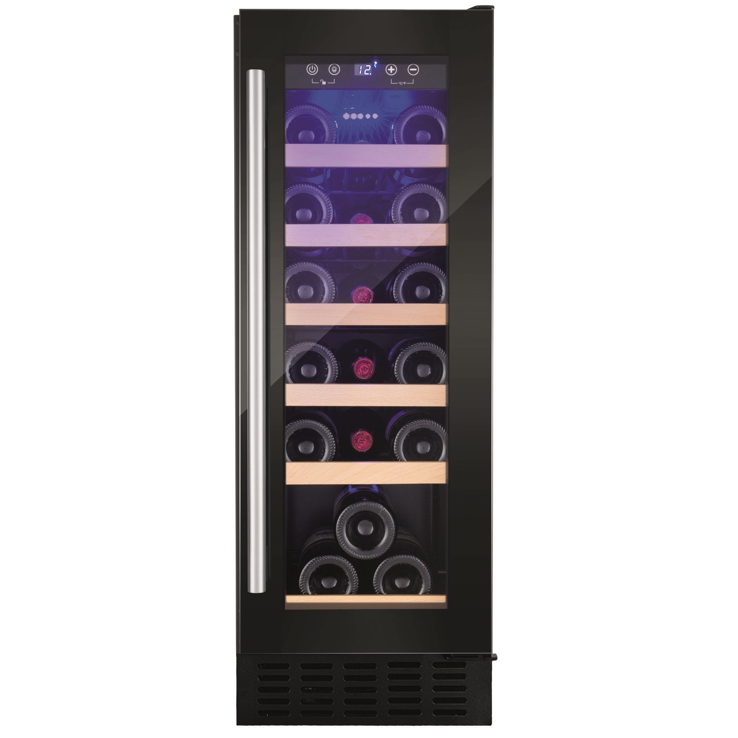 Amica 19 Bottle Capacity Single Zone Freestanding Under Counter Wine Cooler - Black