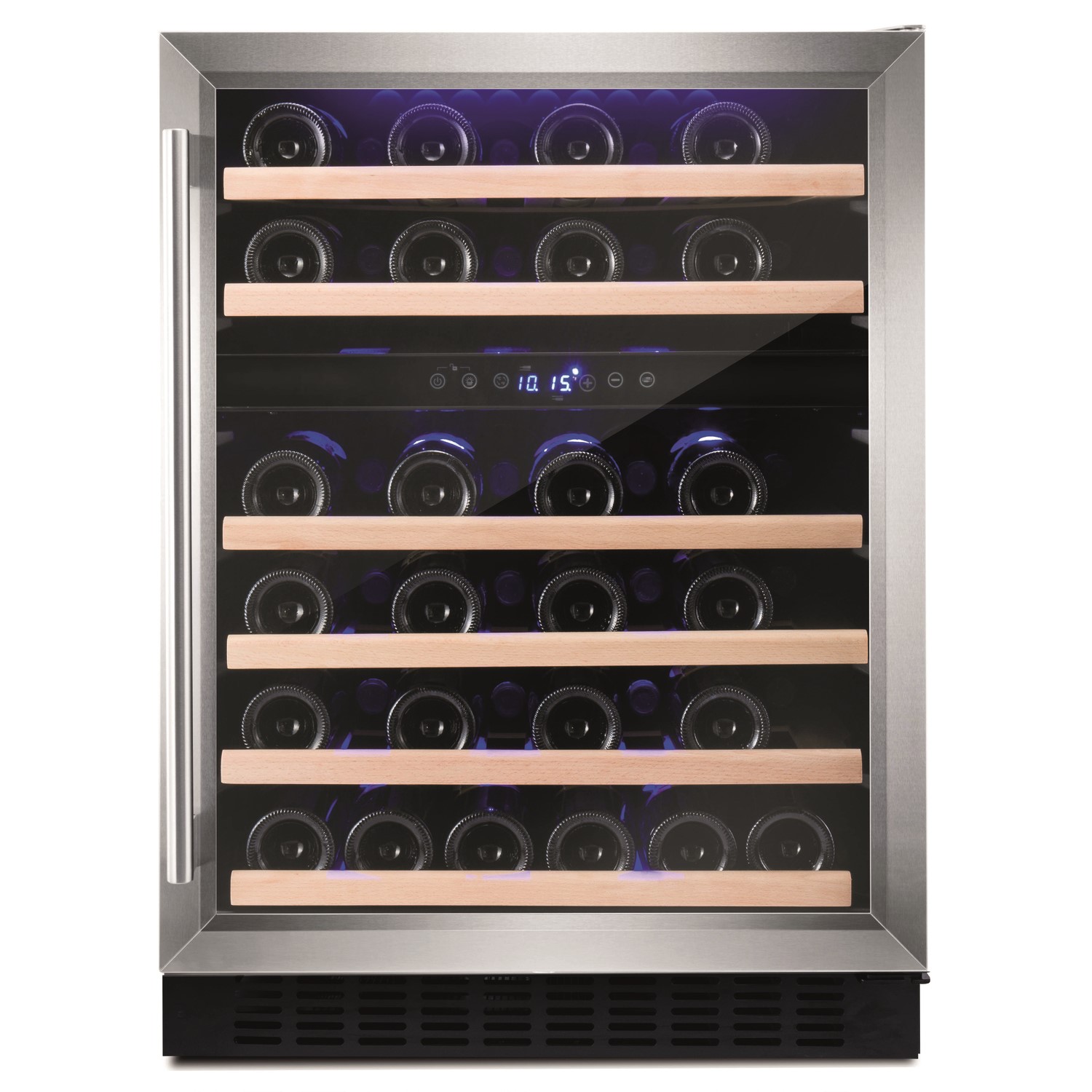 Refurbished Amica AWC600SS Freestanding 46 Bottle Dual Zone Under Counter Wine Cooler Stainless Stee
