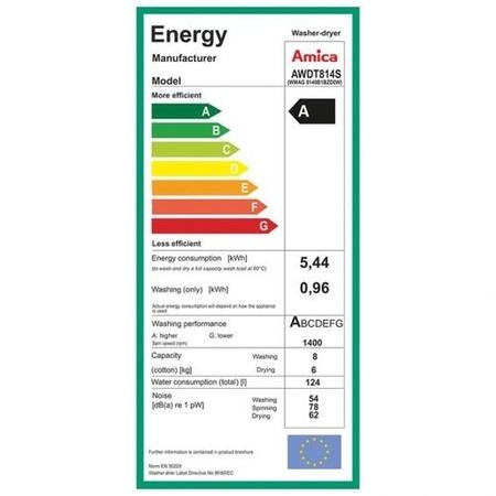 Amica 8kg Wash 6kg Dry 1400rpm Integrated Washer Dryer - White