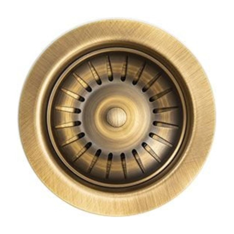 Abode 90mm Manual Basket Strainer Waste - Antique Brass