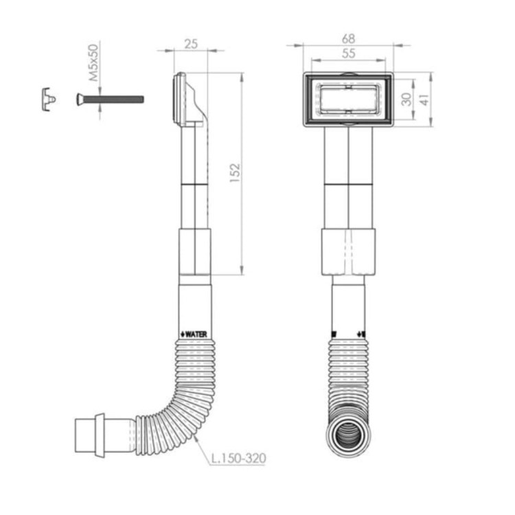 Abode Rectangular Overflow Kit - Black