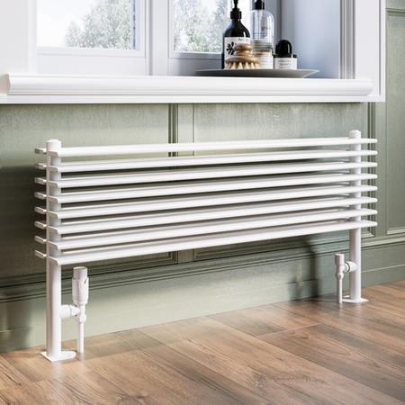 White Horizontal Floor Standing Radiator 500 x 1000mm - Azuma