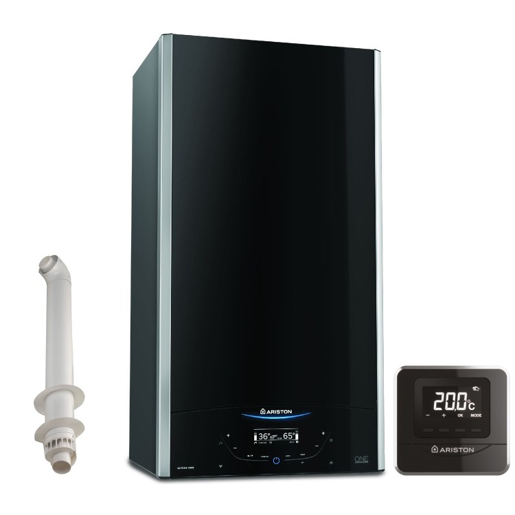 Ariston Alteas One Net 30 Kw Black A+ Combi Boiler with Alexa WiFi with Free Cube R Net and Horizontal Flue Kit - 12 Year warranty