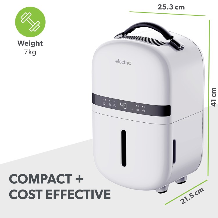 Refurbished electriQ Aqua-Dry 5L Compact Compressor Dehumidifier with Anti-Odour Filter - White