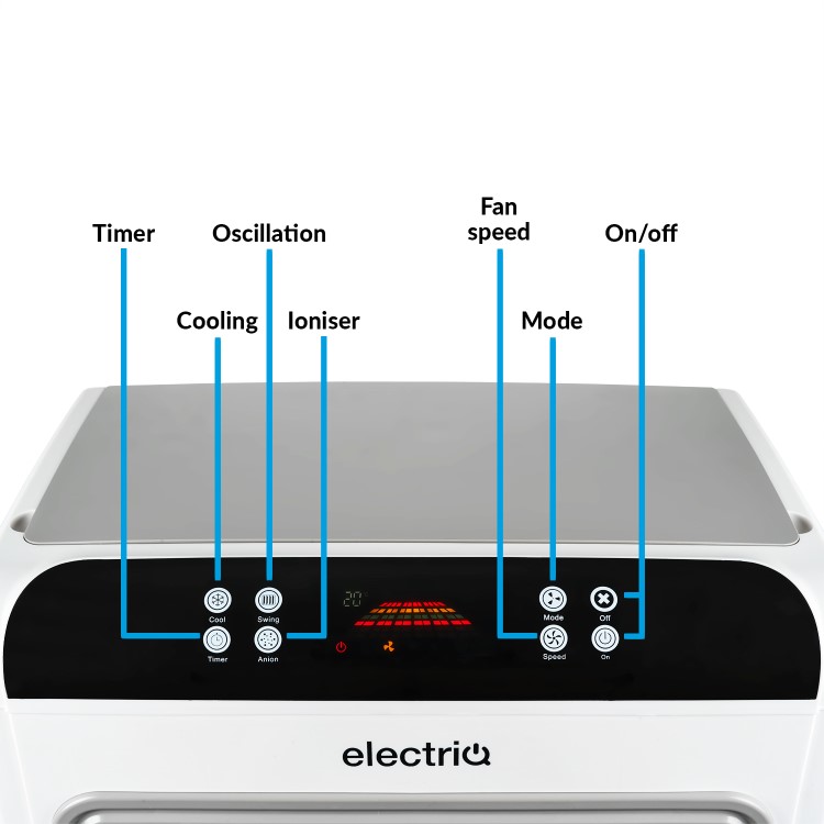 GRADE A3 - electriQ 60L Evaporative Air Cooler and Air Purifier with anti-Bacterial Ioniser for areas up to 80 sqm