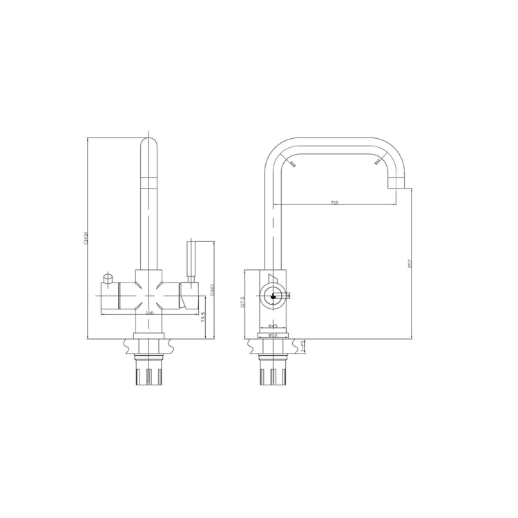Instant Boiling Water Kitchen Tap 3 in 1 Brushed Nickel 
