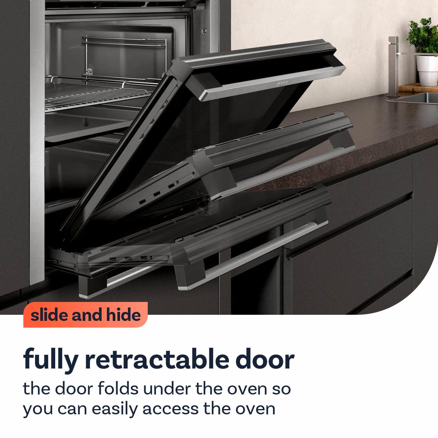 Neff N50 Slide & Hide Electric Single Oven Stainless Steel B3ACE4HN0B