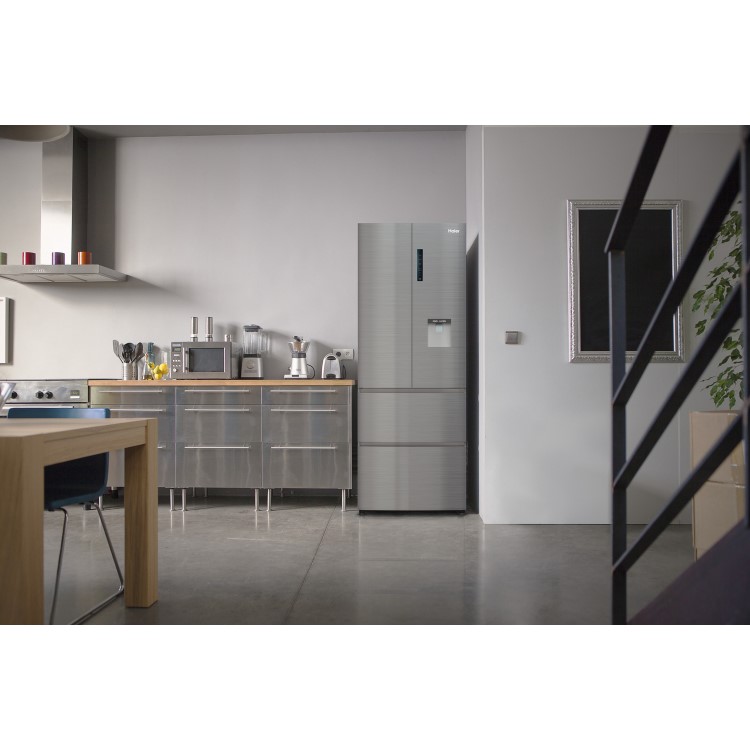 Haier B3FE742CMJW 4-door Door-and-drawer Fridge Freezer Silver