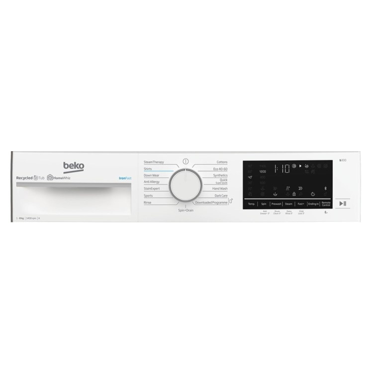 Beko IronFast RecycledTub 8Kg 1400rpm Washing Machine - White