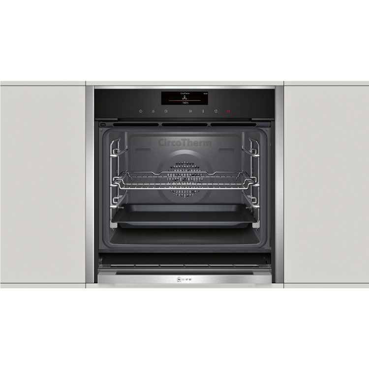 Neff B48FT78N1B N90 FullSteam Multifunction Built-in Steam Oven With Slide and Hide - Stainless Steel