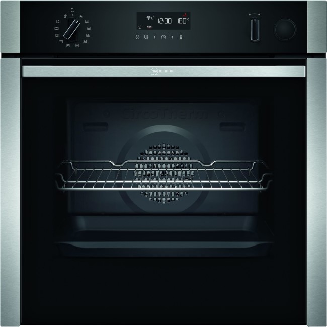 Refurbished Neff N50 Slide & Hide Electric Single Oven with added Steam Function and Catalytic Cleaning - Stainless Steel