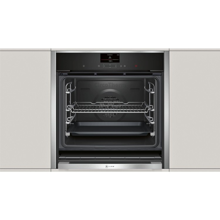 GRADE A2 - Neff B57CS24H0B N90 Multifunction Single Oven With Pyrolytic Cleaning & SLIDE&HIDE Door - Black With