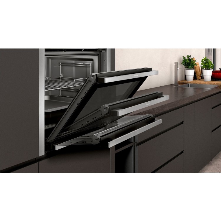 Neff B5AVH6AH0B N50 Slide & Hide 11 Function Single Oven with Added Steam and Pyrolytic Cleaning - Stainless Steel