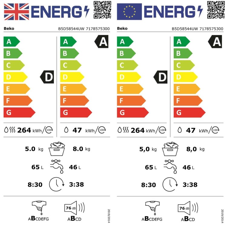 Beko BPro 500 8kg Wash 5kg Dry 1400rpm Washer Dryer - White
