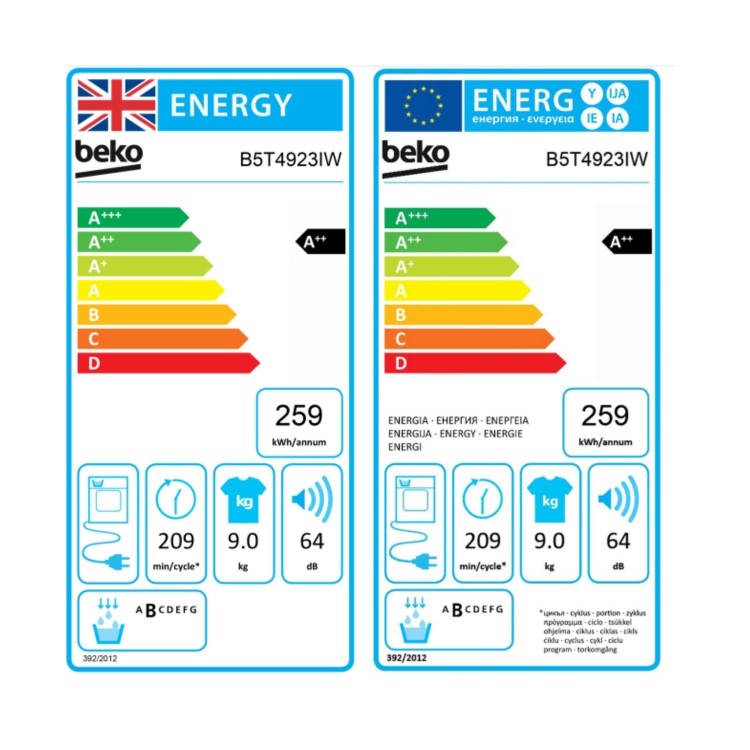 Beko IronFinish&#153; 9kg Heat Pump Tumble Dryer - White