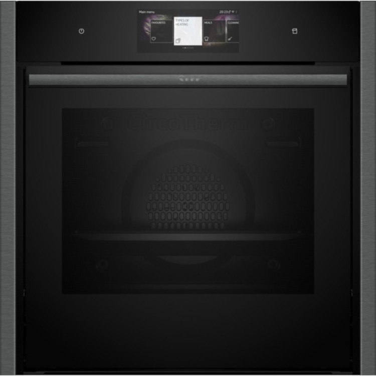 Neff N90 Slide & Hide Electric Single Oven with Steam - Black
