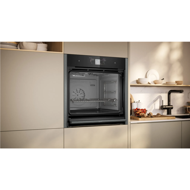 Neff N90 Slide & Hide Electric Single Oven with Steam - Black