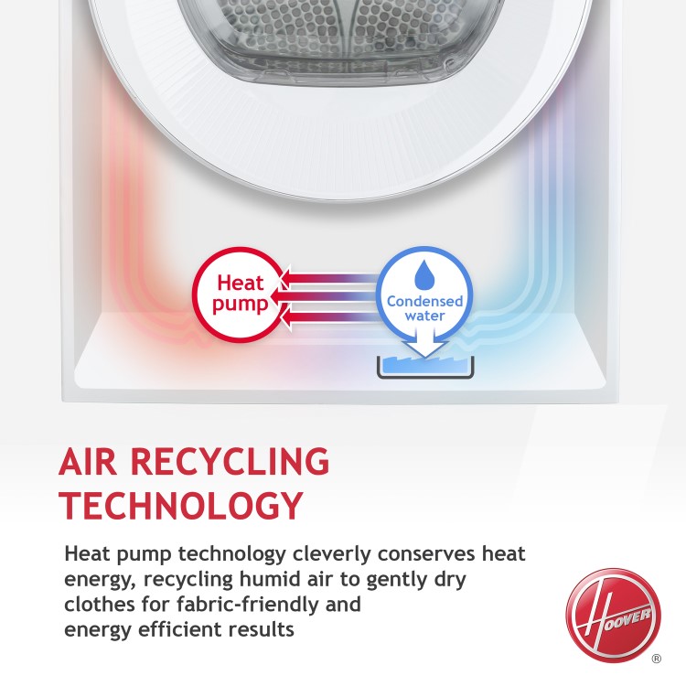 Refurbished Hoover H-Dry 300 BATDH7A1TCE-80 Integrated Heat Pump 7KG Tumble Dryer White