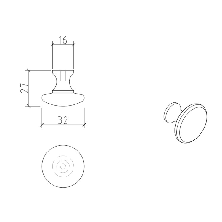 Brushed Brass Round Handle - Baxenden