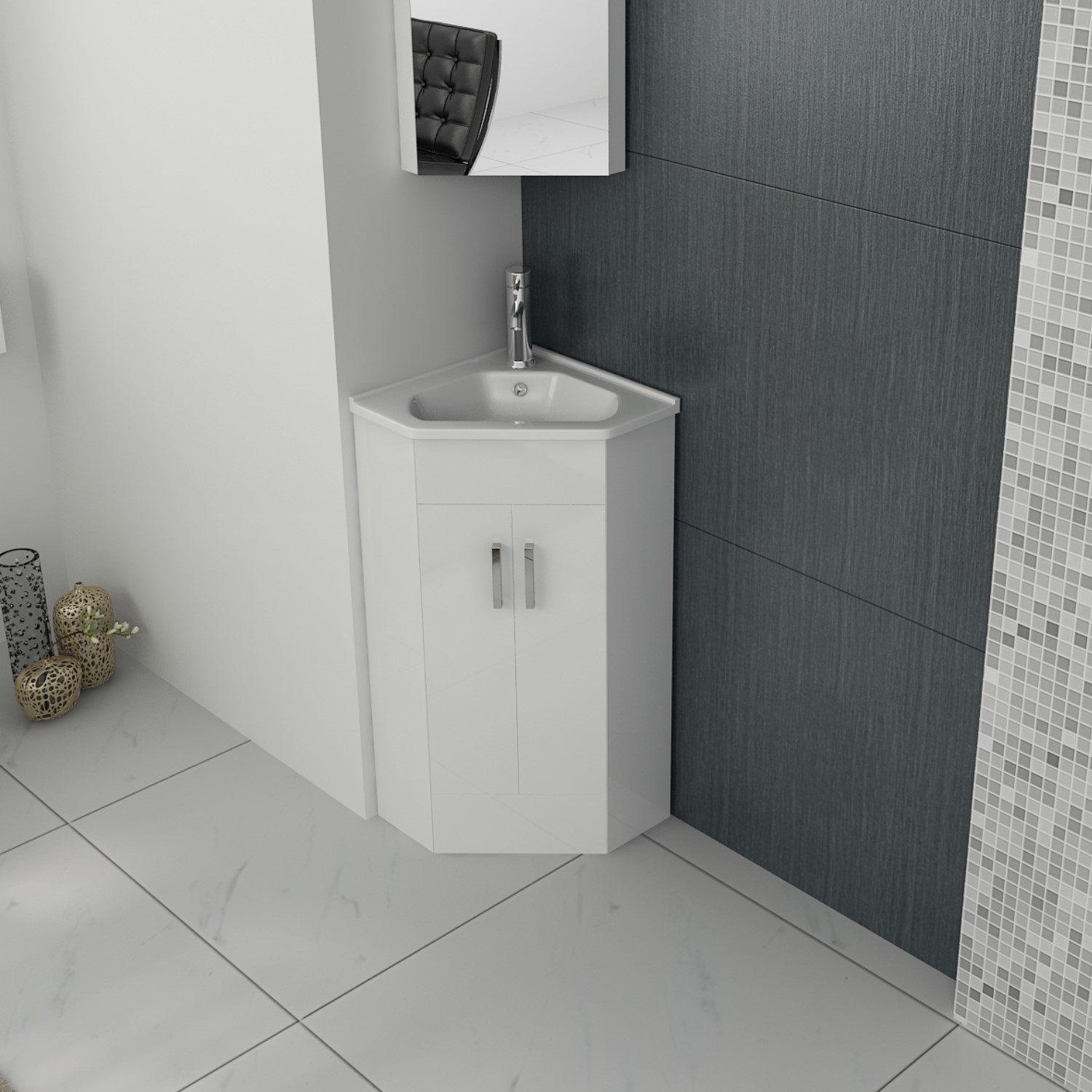 Anya White Corner 400mm Basin Vanity Unit With Basin Bb Vtcw001 Ebay