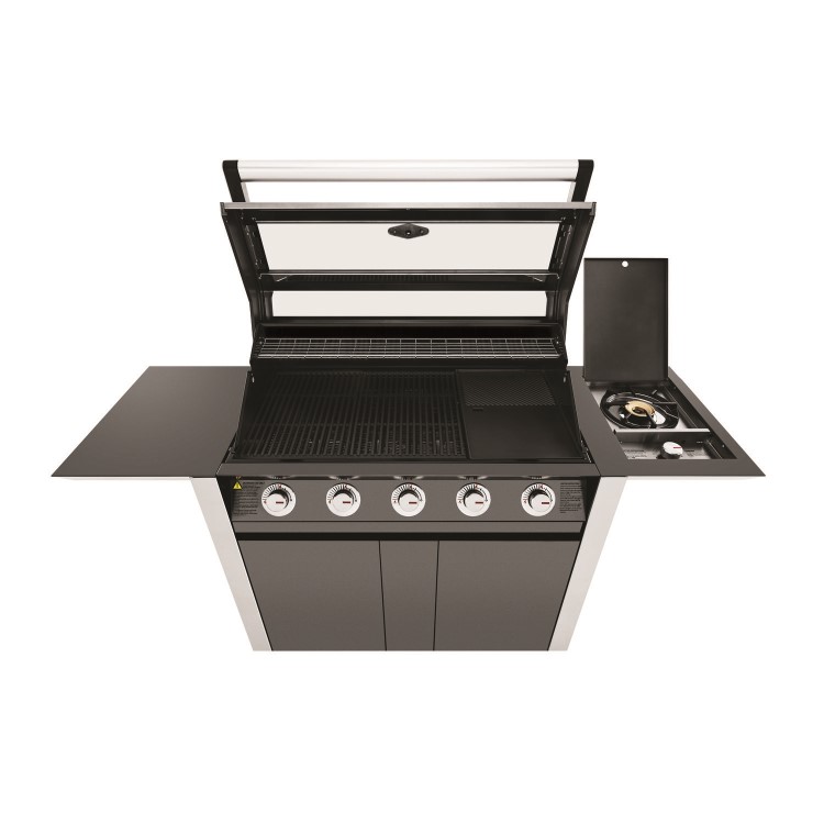 BeefEater 1600E Series - 5 Burner Gas BBQ Grill & Side Burner Trolley - Dark