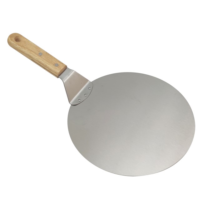 Boss Grill 10 Inch Round Metal Pizza Peel Paddle with Wood Handle