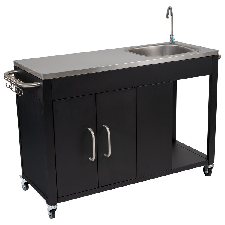 Boss Grill BBQ Serving Trolley with Sink and Utensil Hooks
