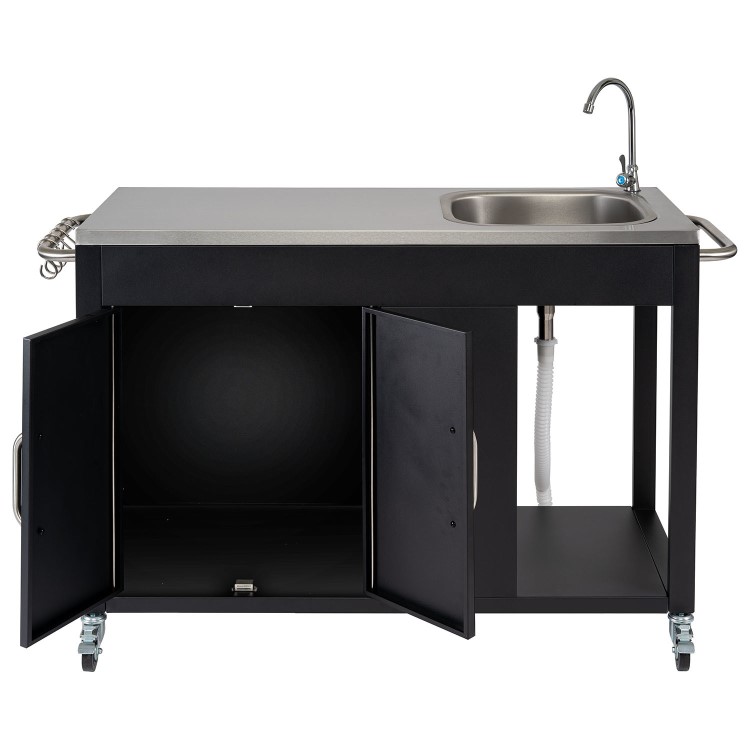 Boss Grill BBQ Serving Trolley with Sink and Utensil Hooks