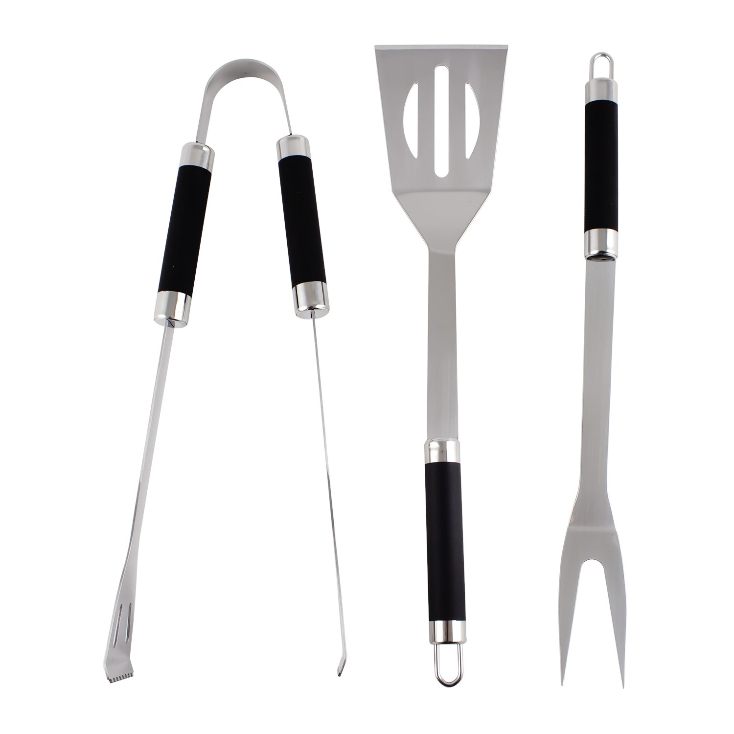 Refurbished electriQ BBQTOOLS 3 Piece BBQ Tool Set Includes Tongs Spatula & Fork