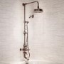 Brushed Bronze Traditional Thermostatic Bath Mixer Shower Set with Bath Filler Spout - Slide Rail Kit & Hand Shower - Camden