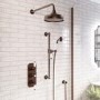 Brushed Bronze 2 Outlet Thermostatic Mixer Shower Set with Hand Shower & Slide Rail Kit - Cambridge