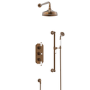 Brushed Bronze 2 Outlet Thermostatic Mixer Shower Set with Hand Shower & Slide Rail Kit - Cambridge
