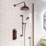 Brushed Bronze 2 Outlet Thermostatic Mixer Shower Set with Hand Shower & Slide Rail Kit - Cambridge