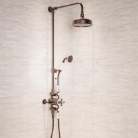 Brushed Bronze Traditional Thermostatic Mixer Shower Set with Slide Rail Kit & Hand Shower - Camden