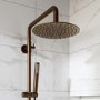 Brushed Bronze Thermostatic Bar Mixer Shower Set with Slide Rail Kit & Pencil Hand Shower - Arissa