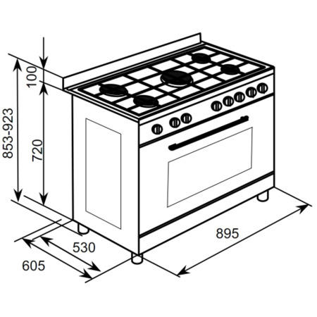 BAUMATIC BC391.2TCSS Single Cavity 90cm Dual Fuel Range Cooker - Stainless Steel