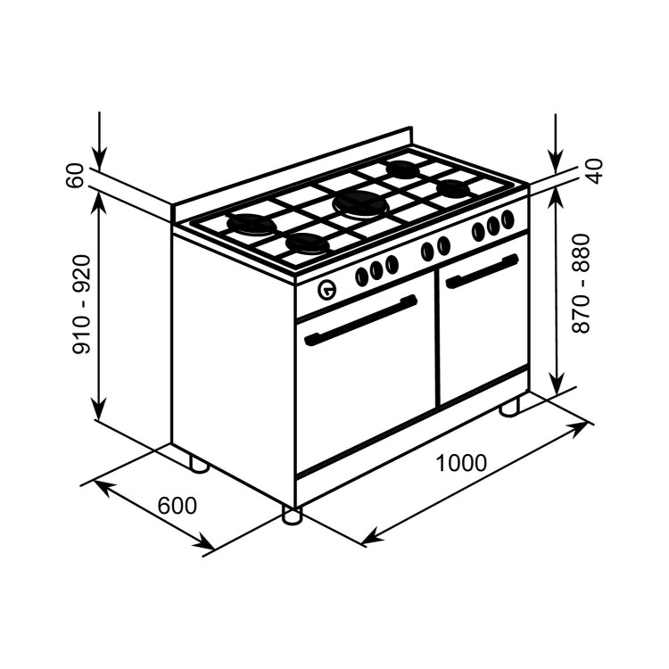 Baumatic BCD1025SS Twin Cavity 100cm Dual Fuel Range Cooker Stainless Steel