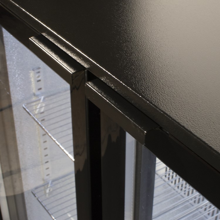 Hinged Double Door Undercounter Bottle Cooler - Back Bar Cabinet - Black - 1 Year Full Parts and Labour warranty