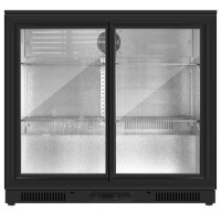 Sliding Double Door Undercounter Bottle Cooler - Back Bar Cabinet - Black - 1 Year Full Parts and Labour warranty Sliding Double Door Undercounter Bottle Cooler - Back Bar Cabinet - Black - 1 Year Full Parts and Labour warranty