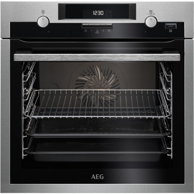 GRADE A2 - AEG BCS551020M SteamBake Multifunction Electric Single Oven Stainless Steel