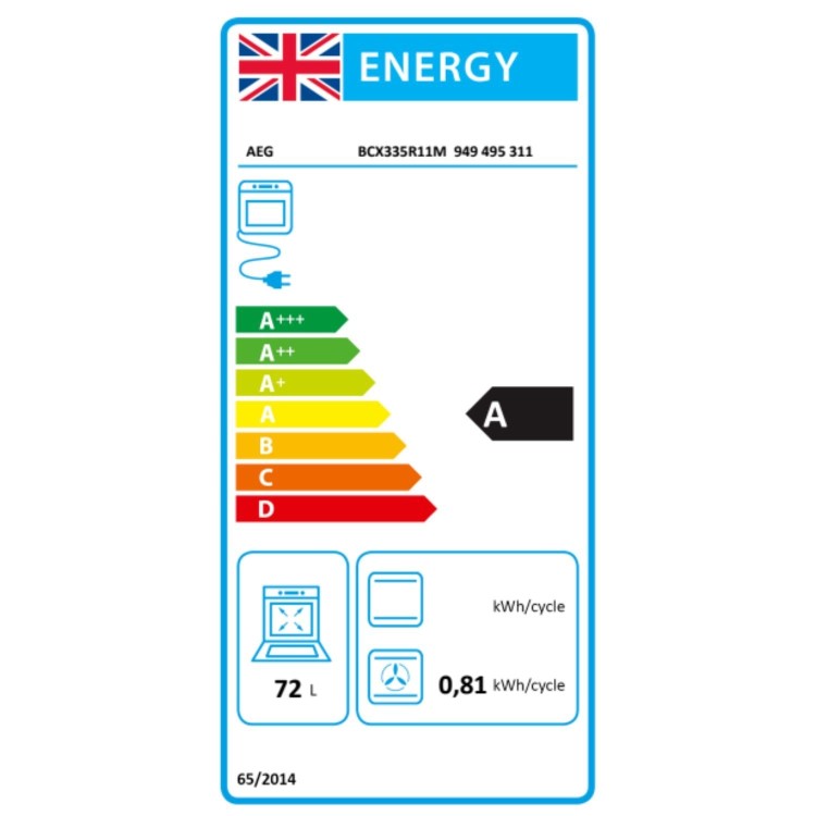 Refurbished AEG 3000 Series BCX335R11M Electric Single Oven with Right Hand Opening