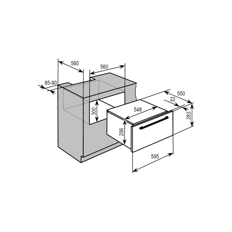 Baumatic BD30TS 30 cm High Warming Drawer - Black And Stainless Steel