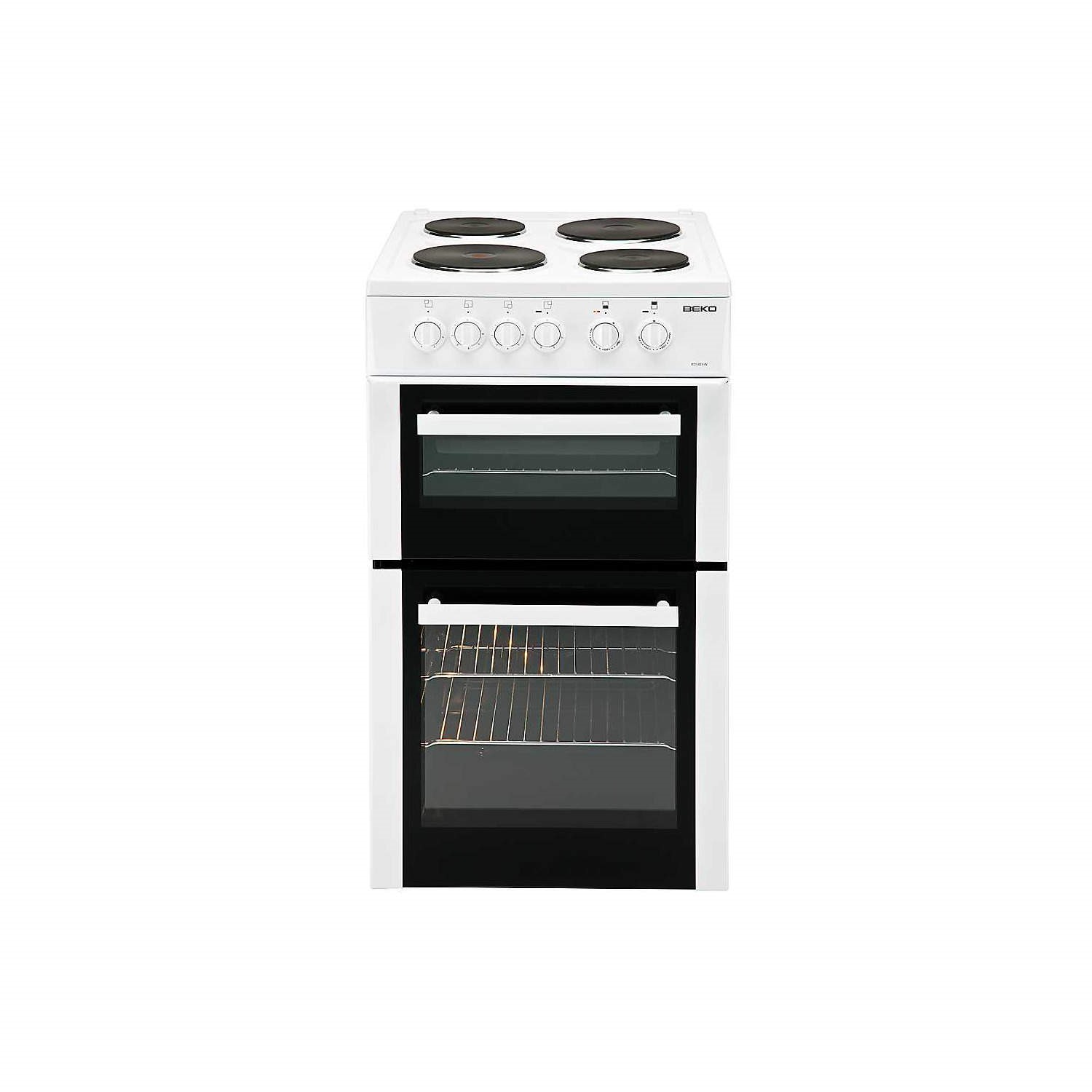 Beko BD532AW 50cm Double Cavity Electric Cooker With Sealed Plate Hob