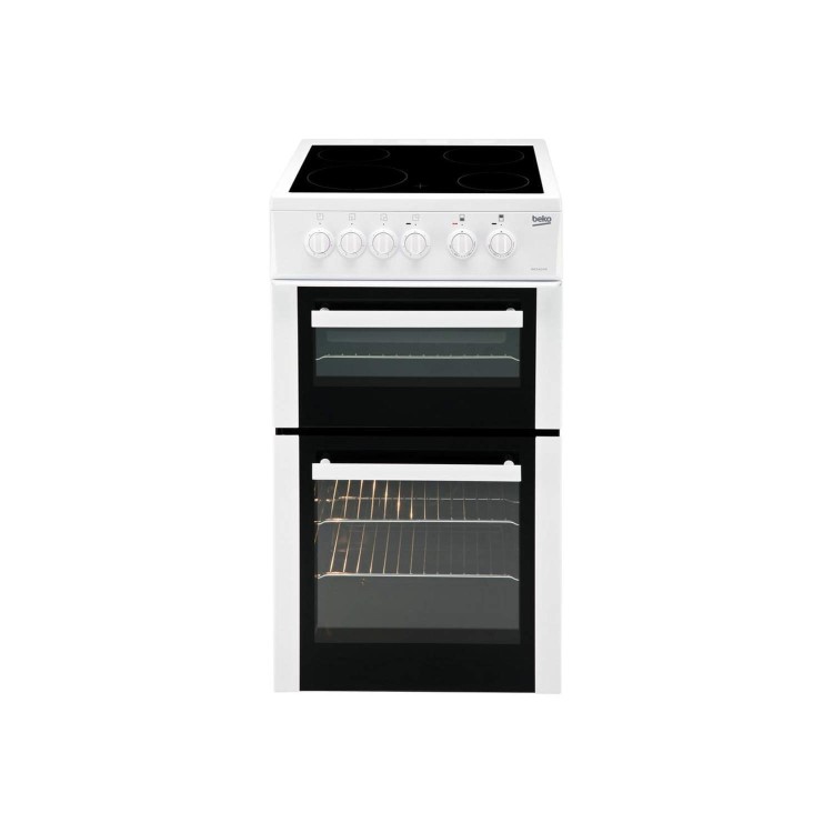 Beko BDC5422AW 50cm Double Cavity Electric Cooker with Ceramic Hob White