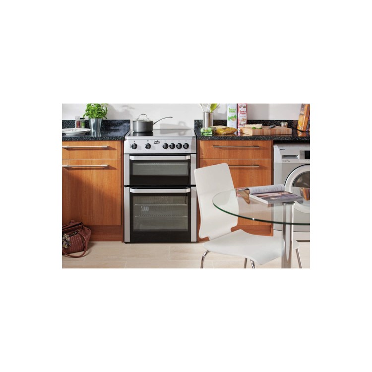 Beko BDC643W 60cm Double Cavity Electric Cooker WIth Ceramic Hob White