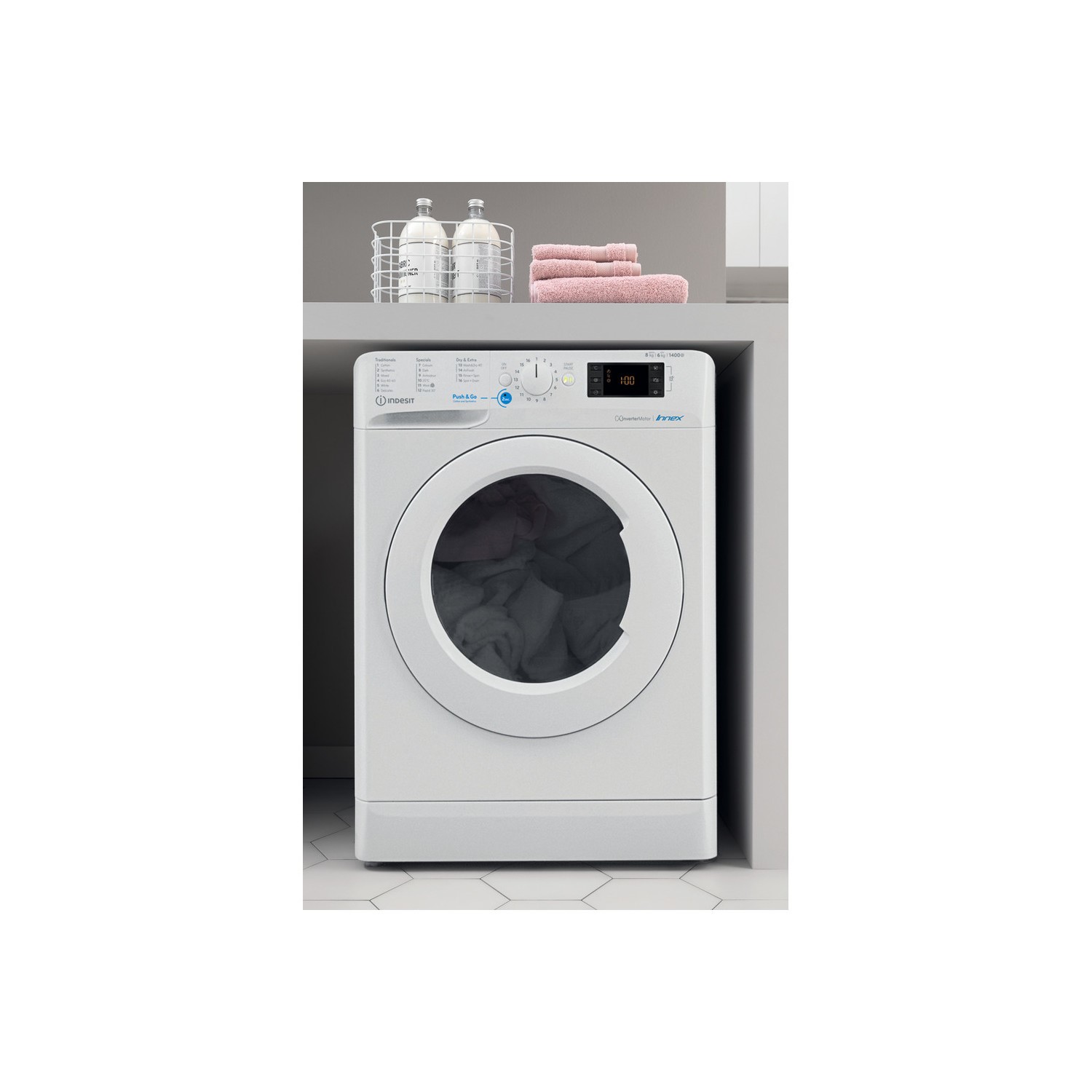 Indesit BDE961483XW Innex Push&Go 9kg Wash 6kg Dry Freestanding Washer ...