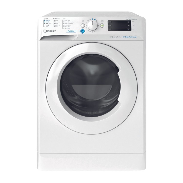 Refurbished Indesit Push&Go BDE96436WVUK Freestanding 9/6KG 1400 Spin Washer Dryer White