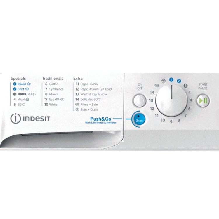 Refurbished Indesit Push&Go BDE96436WVUK Freestanding 9/6KG 1400 Spin Washer Dryer White