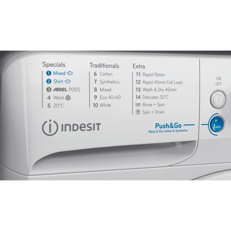 Refurbished Indesit Push&Go BDE96436WVUK Freestanding 9/6KG 1400 Spin Washer Dryer White
